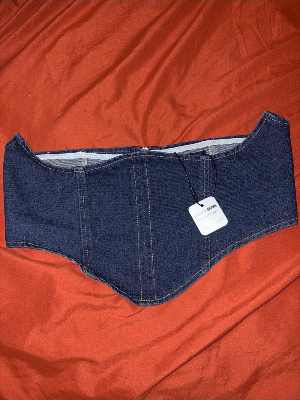 Fashion Nova Dark Blue Wide-Leg Denim and jacket set - Picture 7 of 8